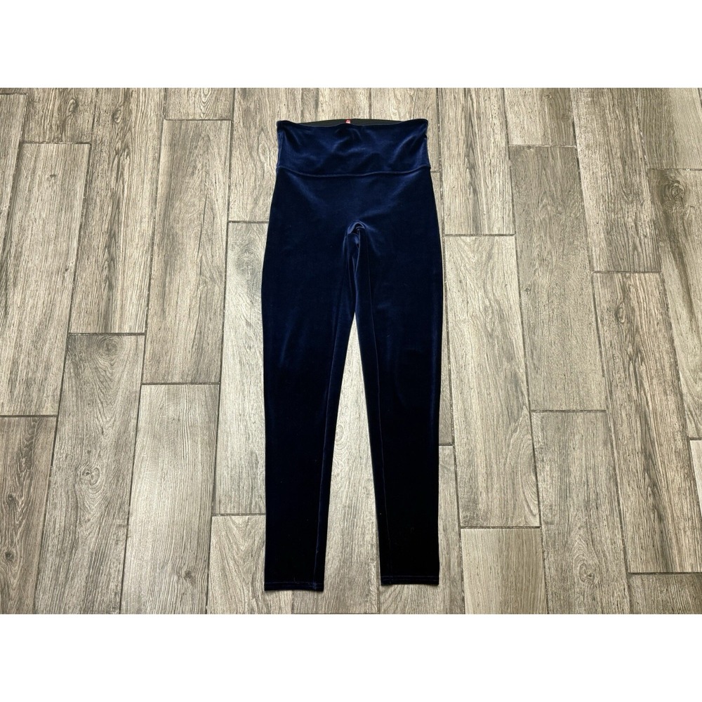 Spanx Women's Large High Waisted Deep Blue Velvet Leggings✨